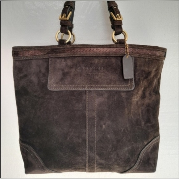 Coach 10442 Suede Tote Shoulder Handbag - Picture 12 of 12